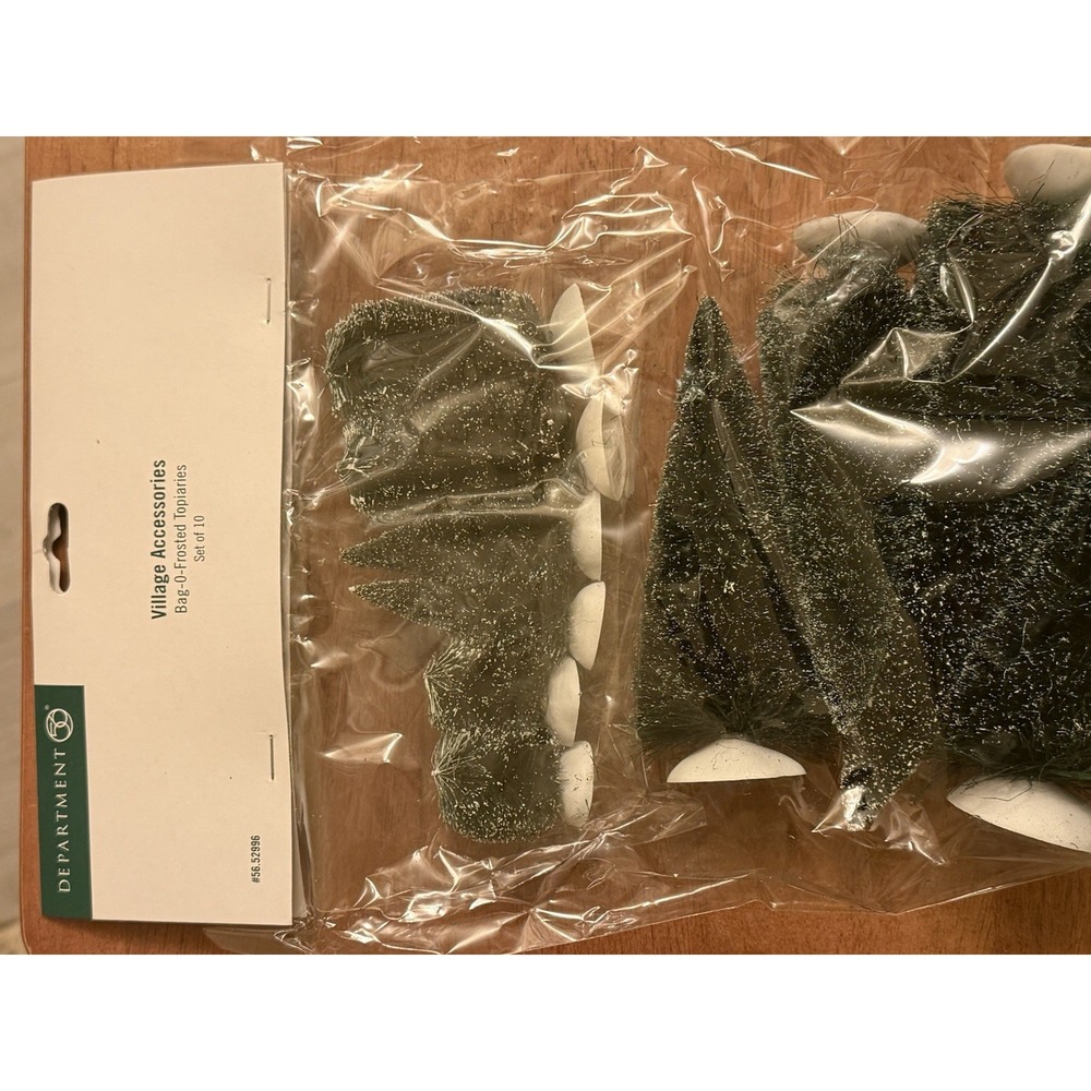 Dept 56 Village Accessory "Bag-O-Frosted Topiaries" Set of 10